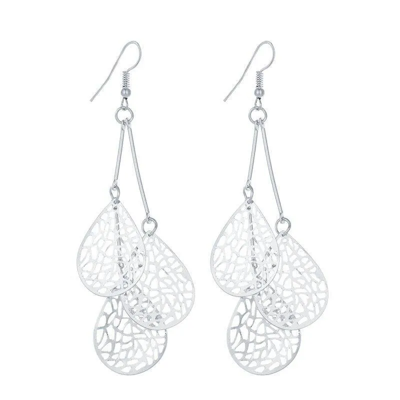 Dangling Mesh Drops Earrings in Gold or Silver for Women