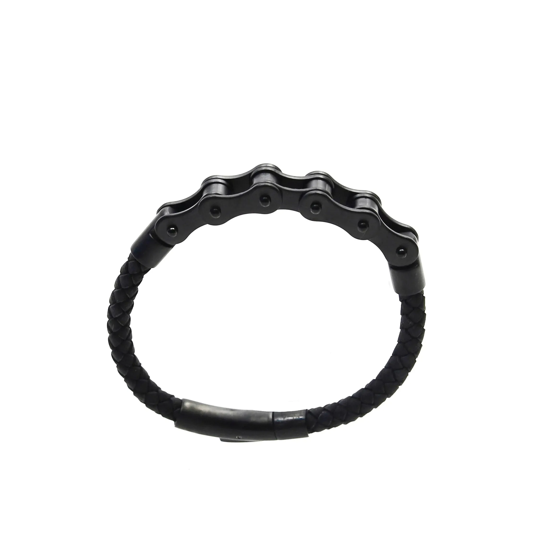 Eggert Stainless Steel & Cowhide Bicycle Chain Bracelet