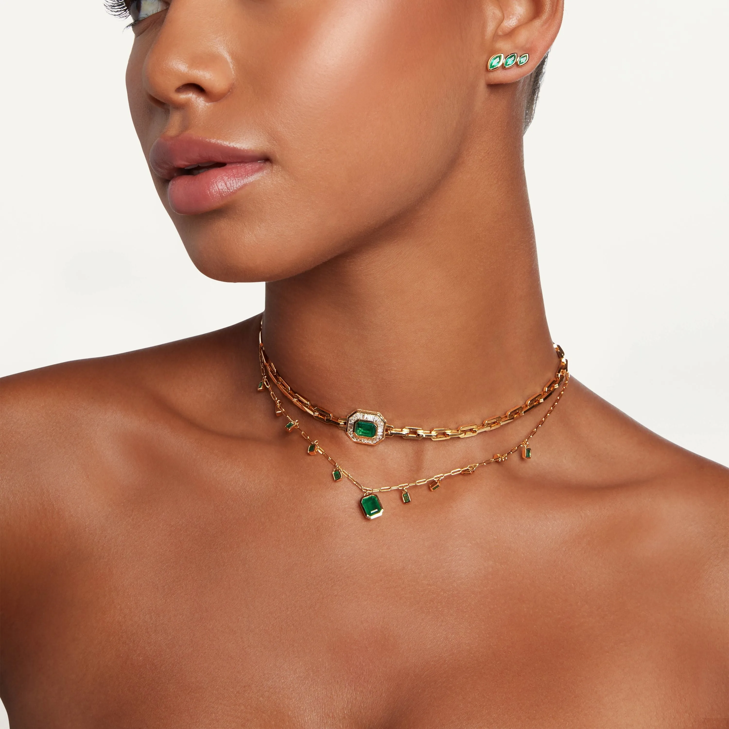 EMERALD BAGUETTE DROP CHOKER