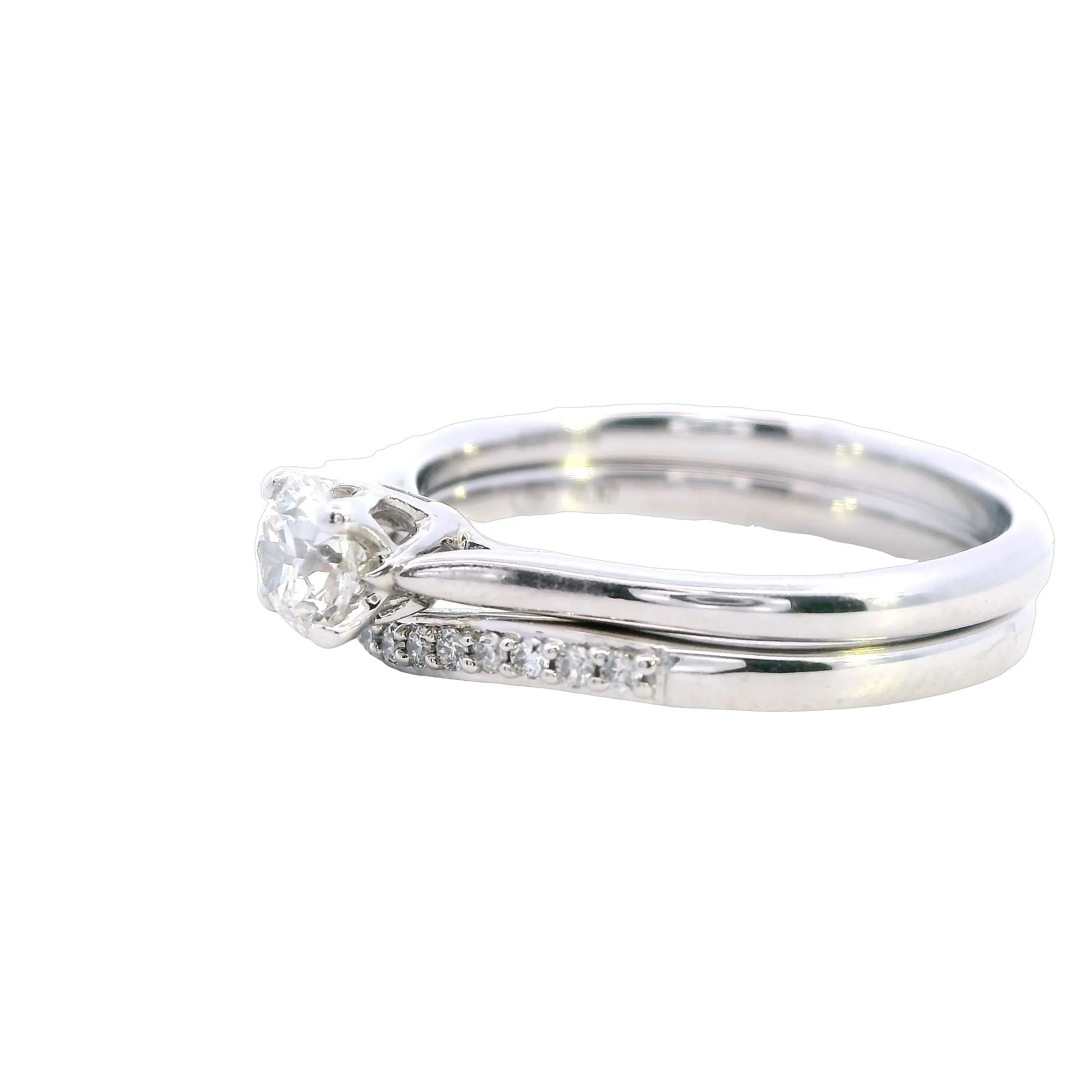 Enchanted Romance: Elegant White Gold Bridal Set with 0.50ct Diamond