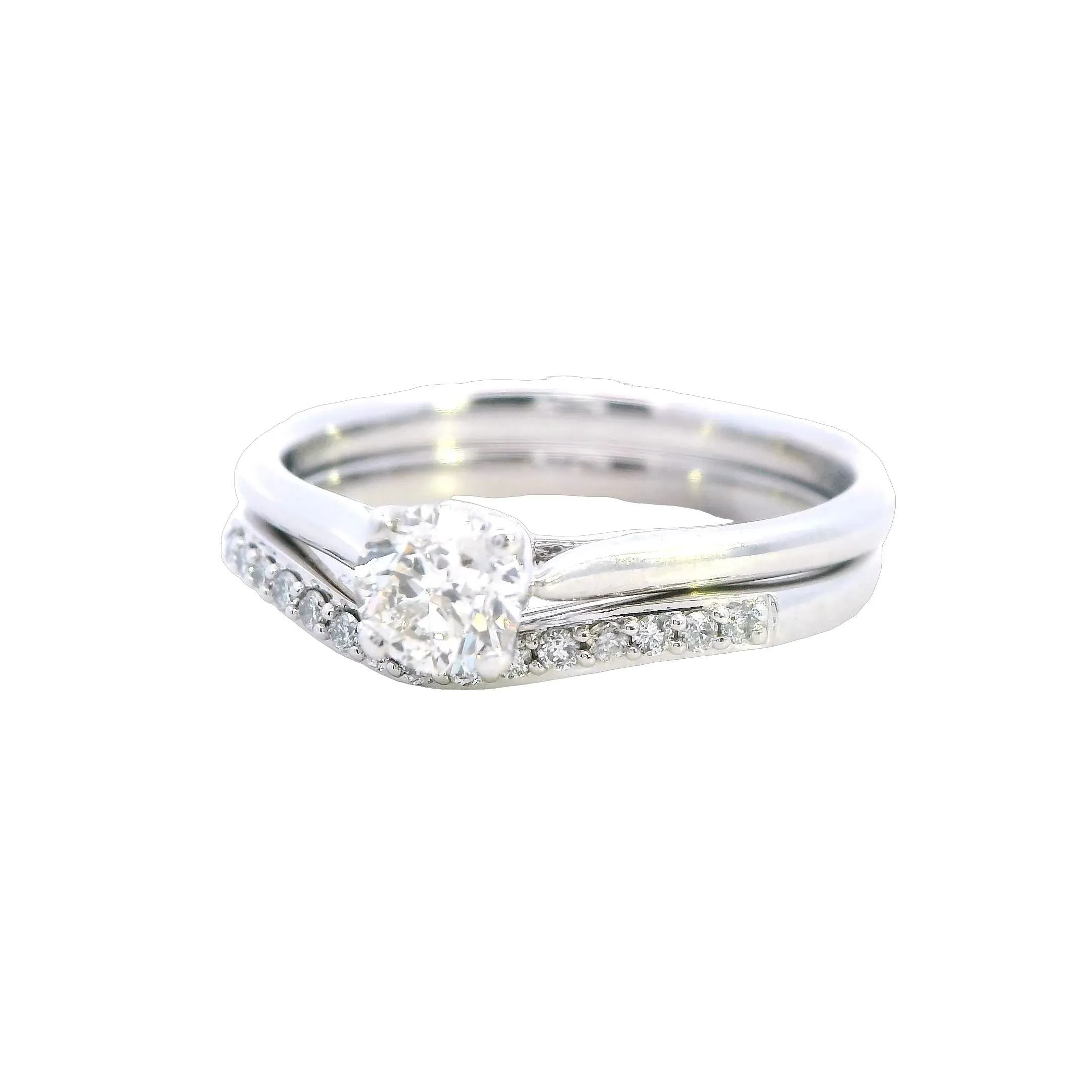 Enchanted Romance: Elegant White Gold Bridal Set with 0.50ct Diamond