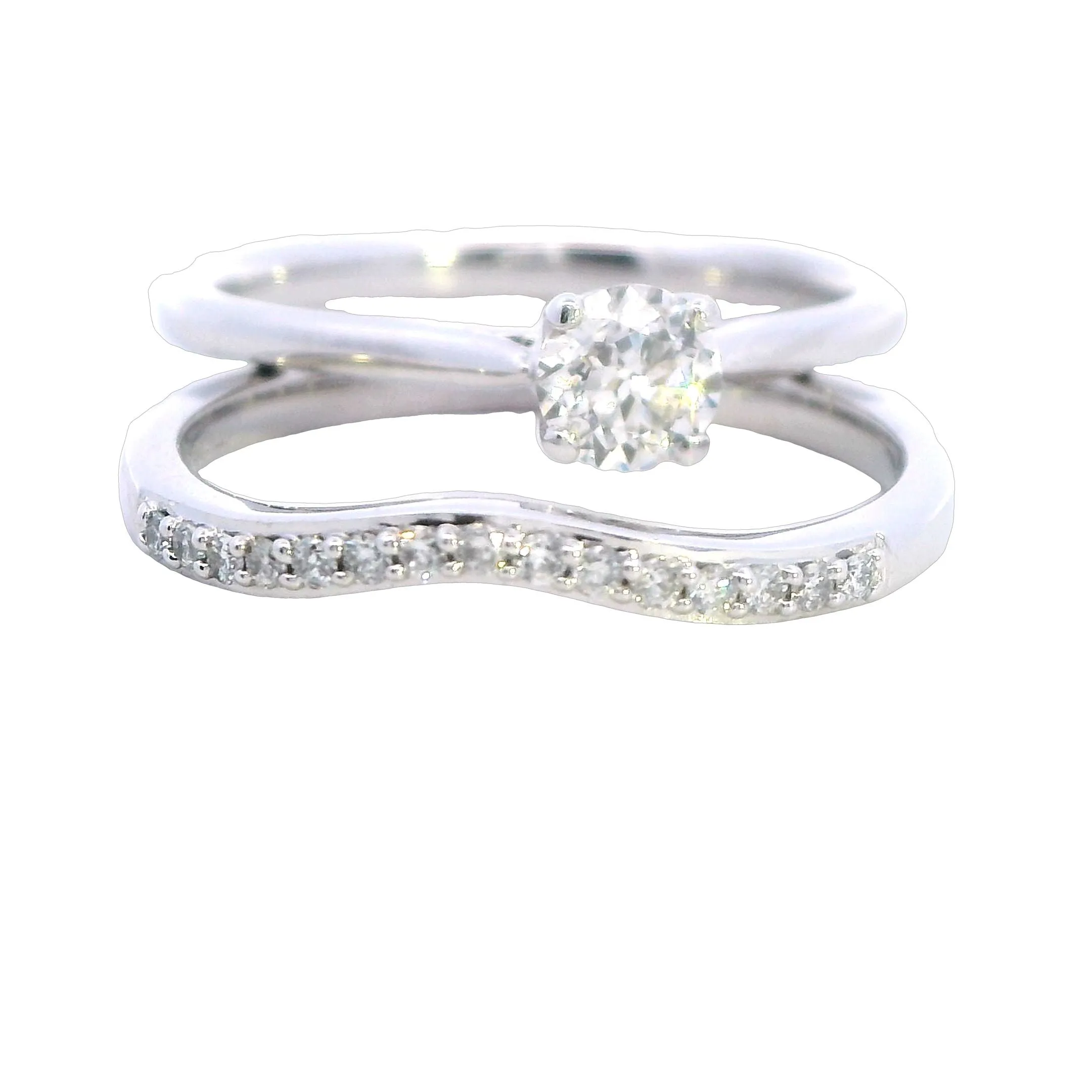 Enchanted Romance: Elegant White Gold Bridal Set with 0.50ct Diamond