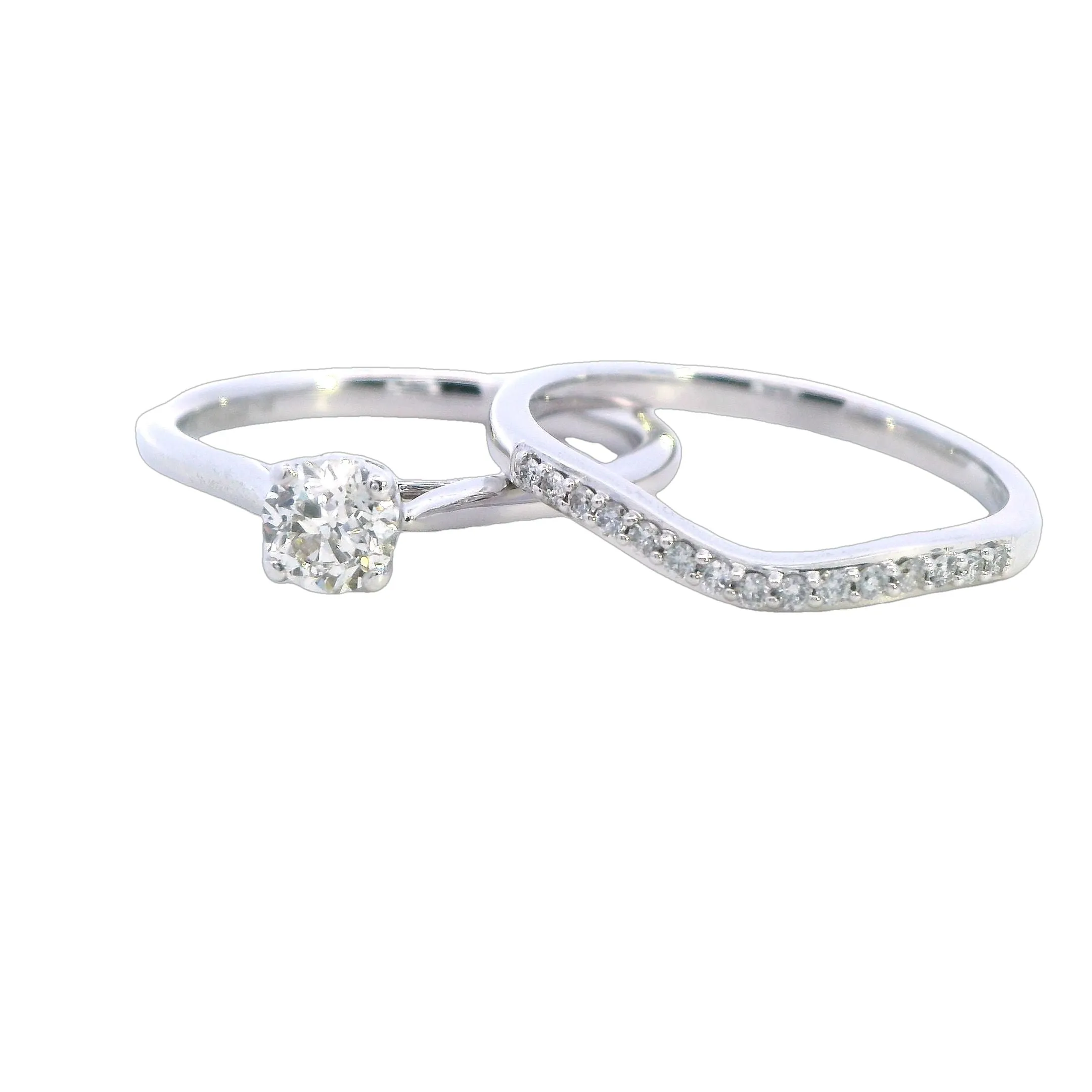 Enchanted Romance: Elegant White Gold Bridal Set with 0.50ct Diamond