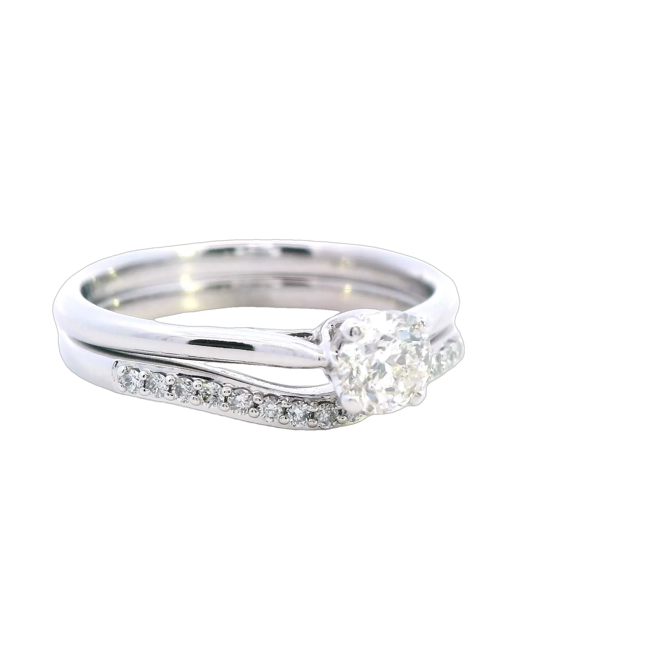 Enchanted Romance: Elegant White Gold Bridal Set with 0.50ct Diamond