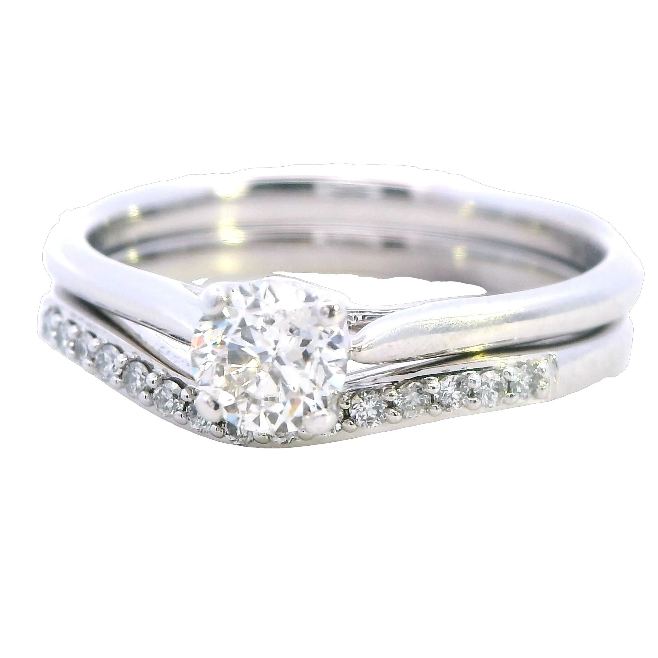 Enchanted Romance: Elegant White Gold Bridal Set with 0.50ct Diamond