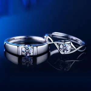 Engravable Moissanite Diamond Matching Couple Rings Set