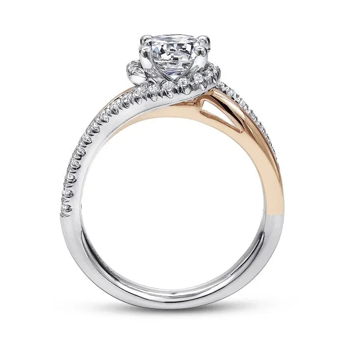 Everly - 14K White-Rose Gold Round Halo Diamond Engagement Ring