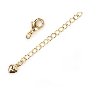 Extension Chain and Trigger Heart Gold Plated 6.5cm - Pack of 2