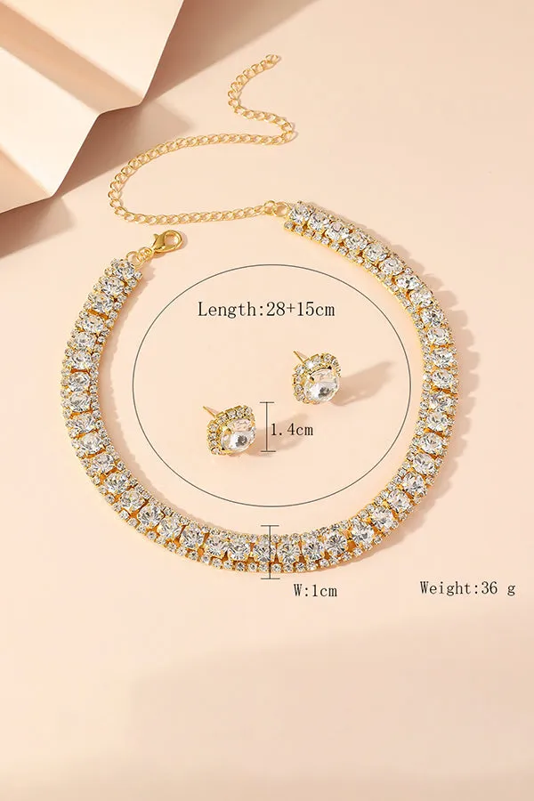 Fashion Shiny Rhinestone inlay necklace & earrings set