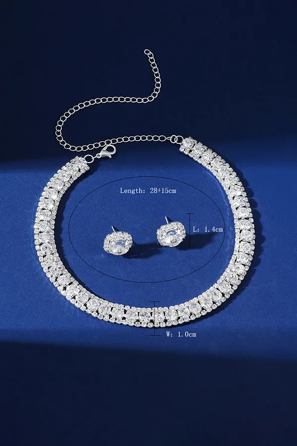 Fashion Shiny Rhinestone inlay necklace & earrings set