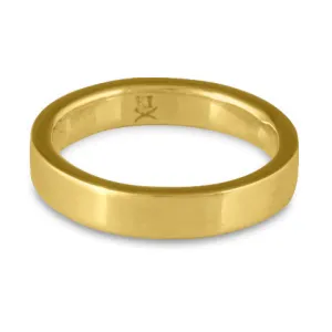 Flat Comfort Fit Wedding Ring, 18K Yellow Gold 5mm Wide by 2mm Thick