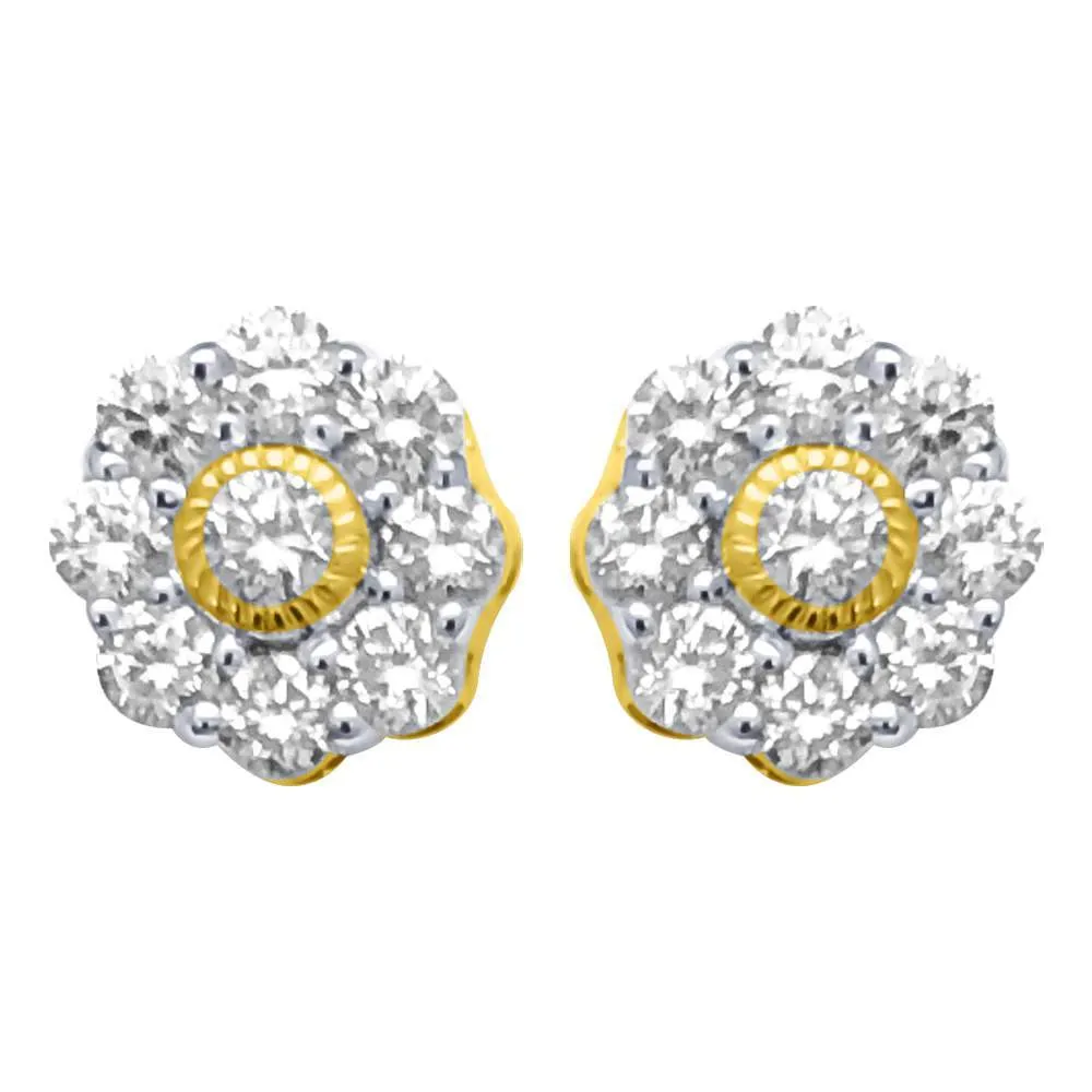 Flower Diamond Earrings .50cttw 10K Yellow Gold