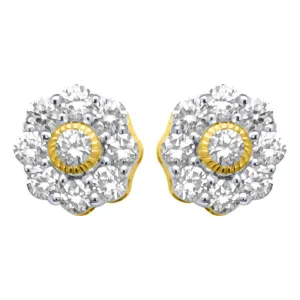 Flower Diamond Earrings .50cttw 10K Yellow Gold