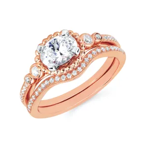 Forever Elegant&trade; .12 Ctw. Diamond Semi Mount shown with 3/4 Ct. Oval Center Diamond in 14K Gold