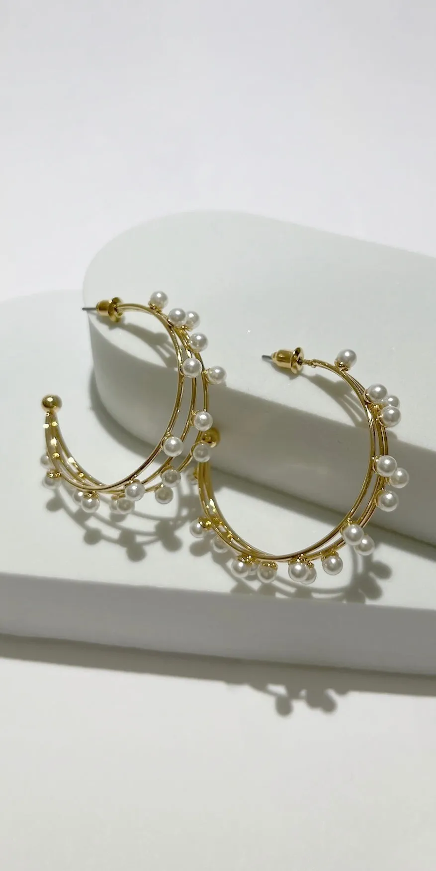 Forever Your Pearl Gold Hoop Earrings