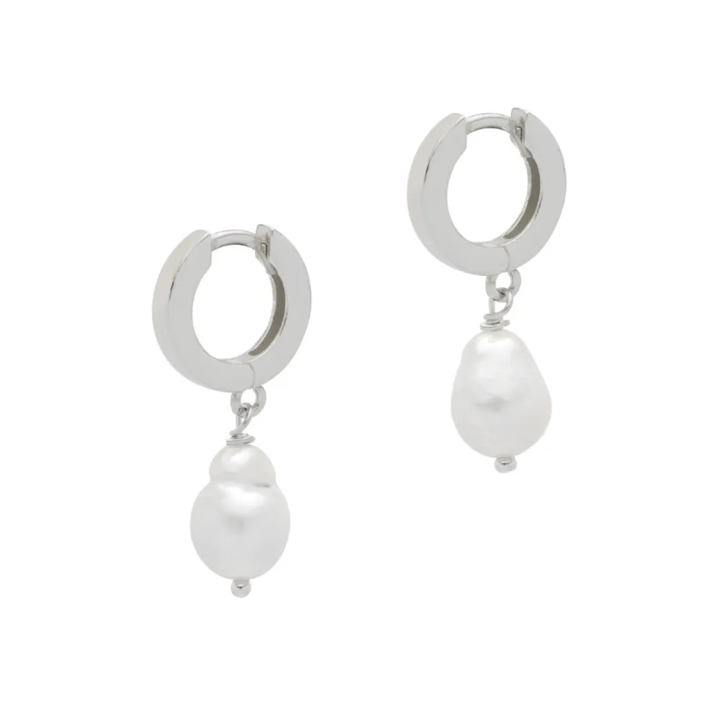 Freshwater Pearl Hoop Earrings - Gold