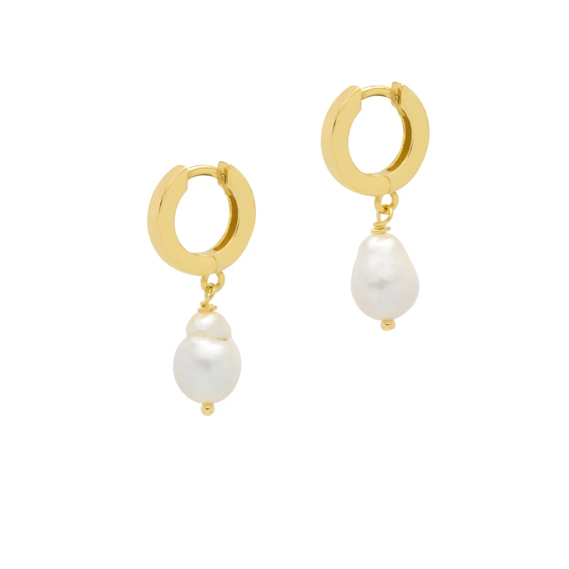 Freshwater Pearl Hoop Earrings - Gold