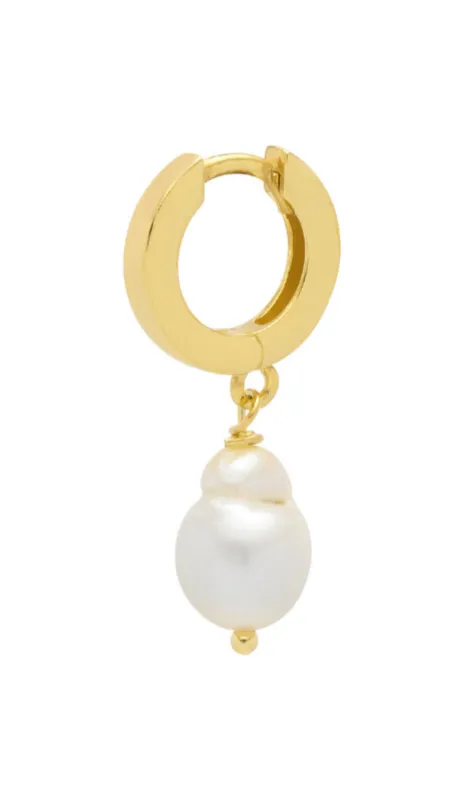 Freshwater Pearl Hoop Earrings - Gold