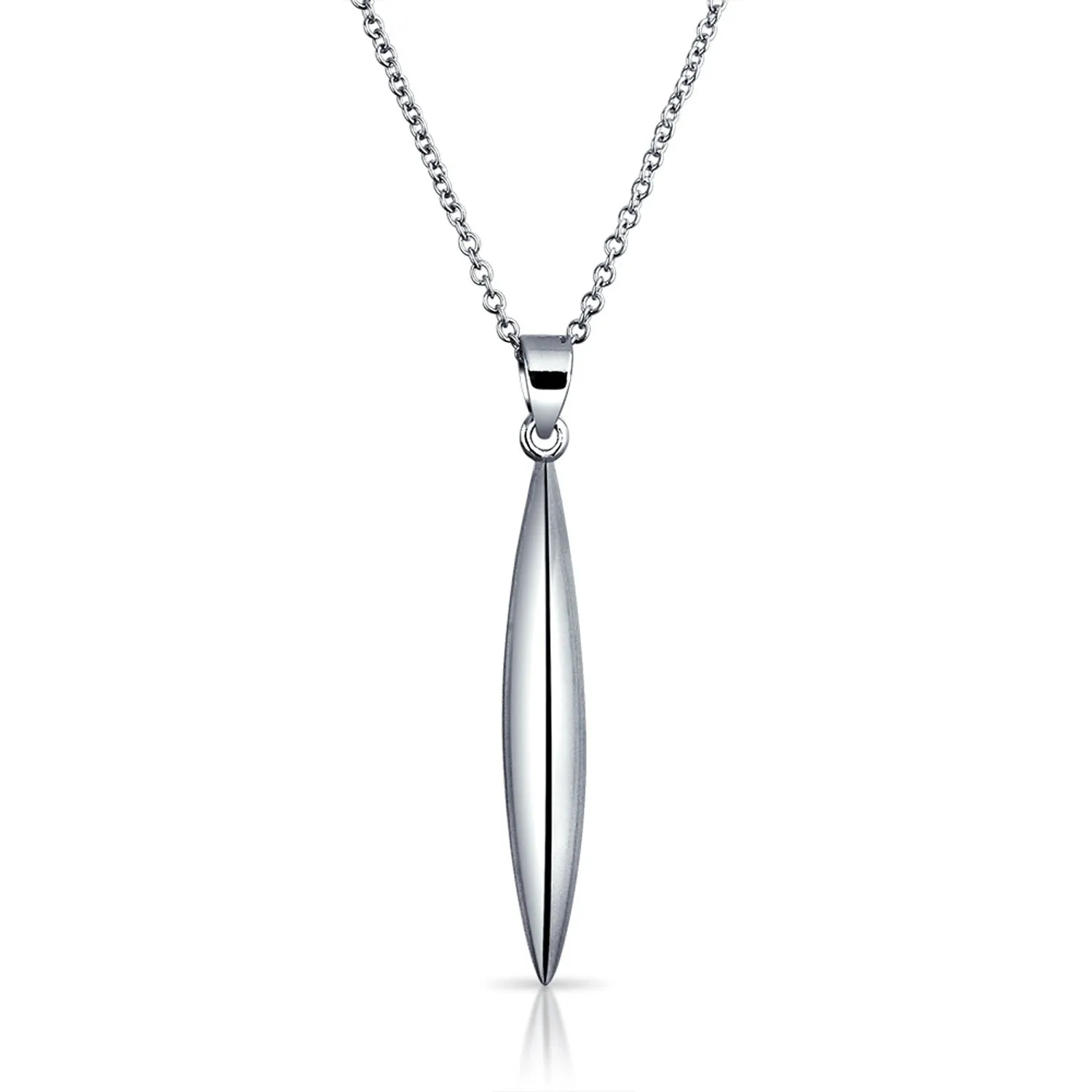 Geometric Silver Torpedo Minimalist Pendant Necklace for Teens Rhodium Plated Sterling