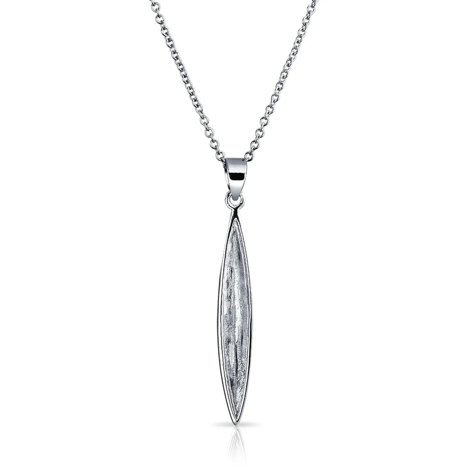 Geometric Silver Torpedo Minimalist Pendant Necklace for Teens Rhodium Plated Sterling