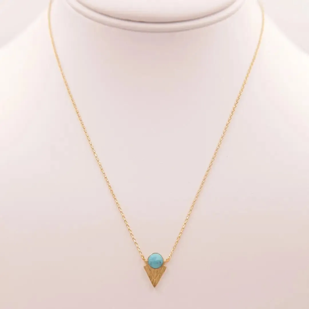 GOLD & TURQUOISE PENDANT NECKLACE