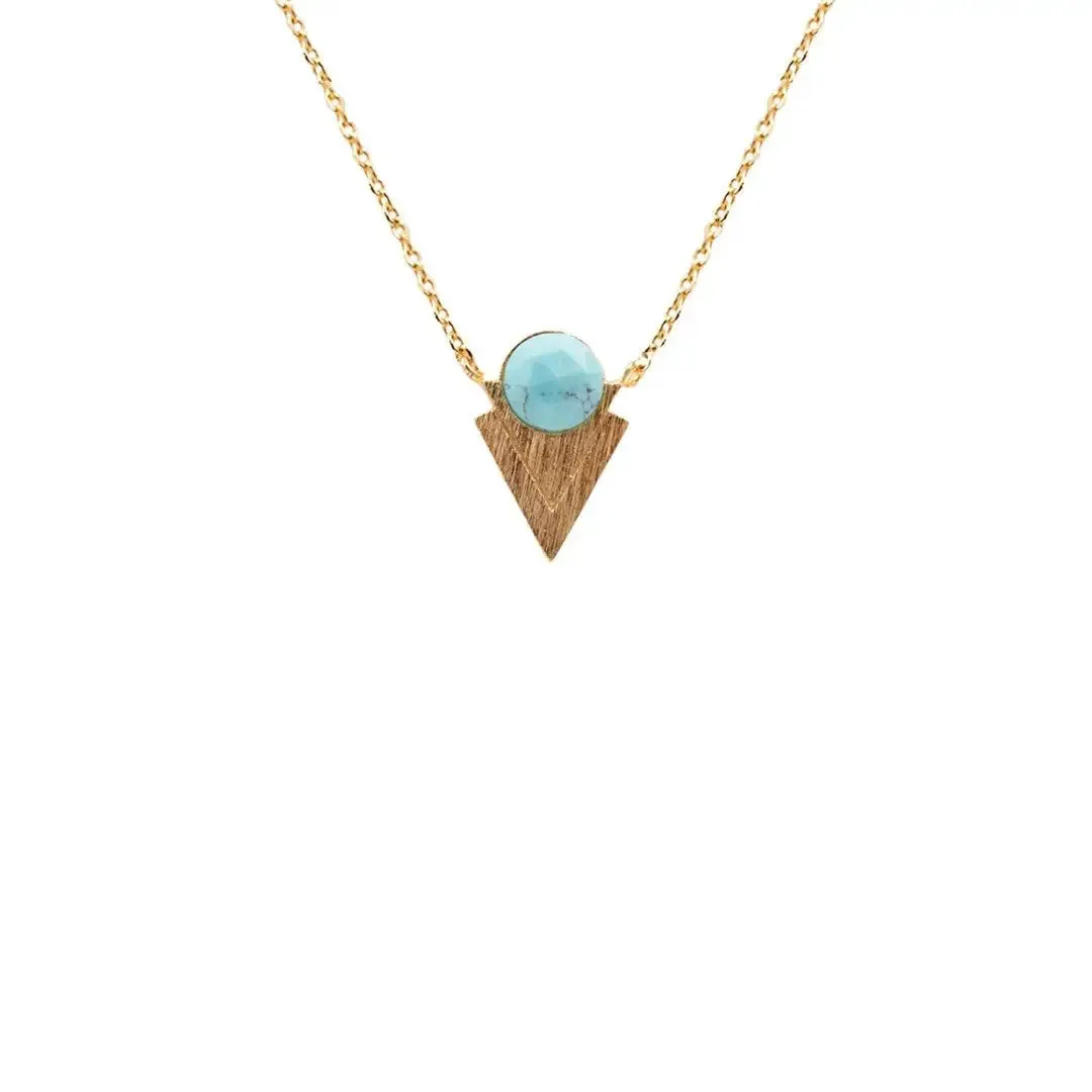 GOLD & TURQUOISE PENDANT NECKLACE