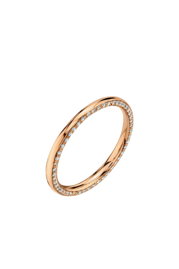 Gold Circle Ring with White Pavé Diamonds