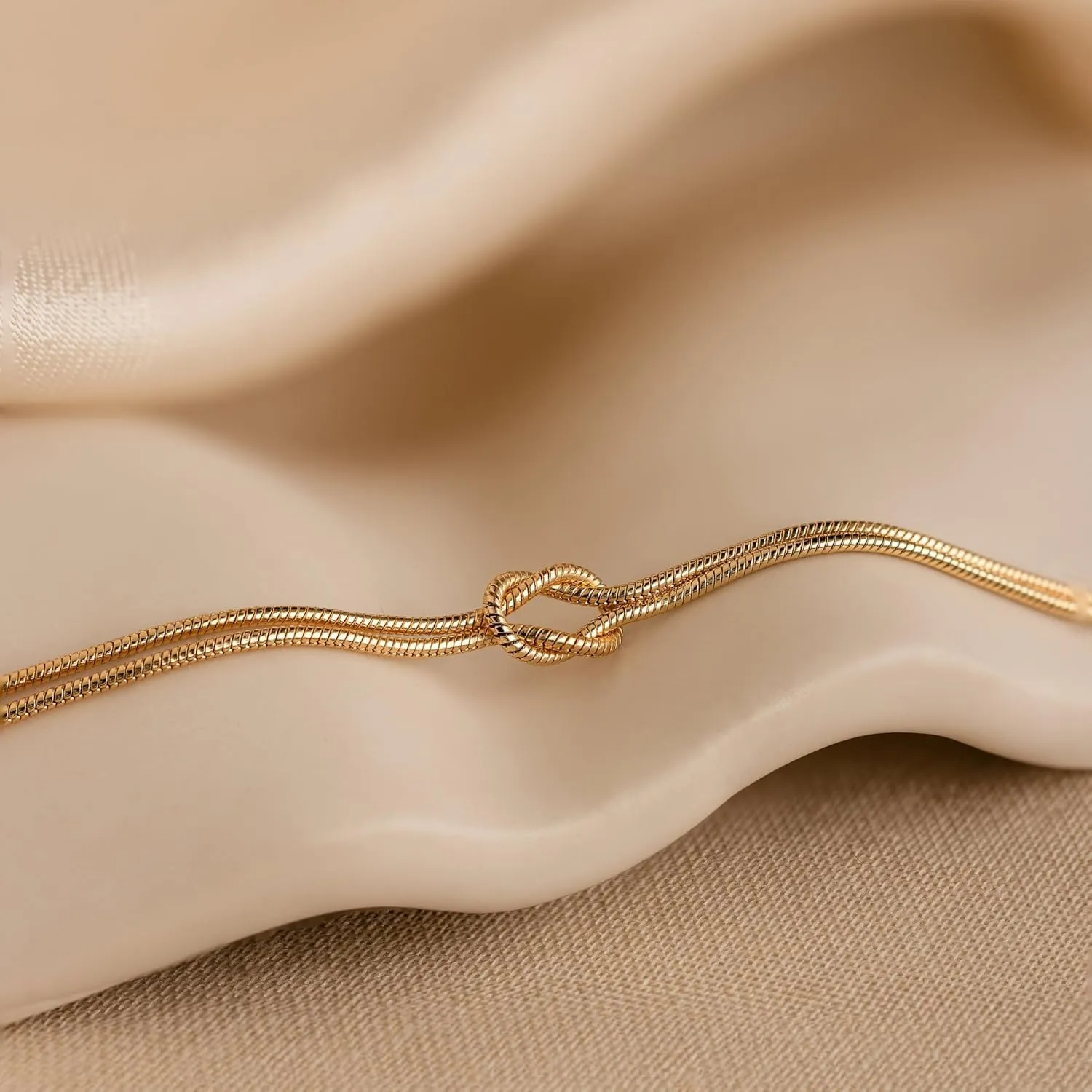 Gold Love Knot Snake Chain Bracelets