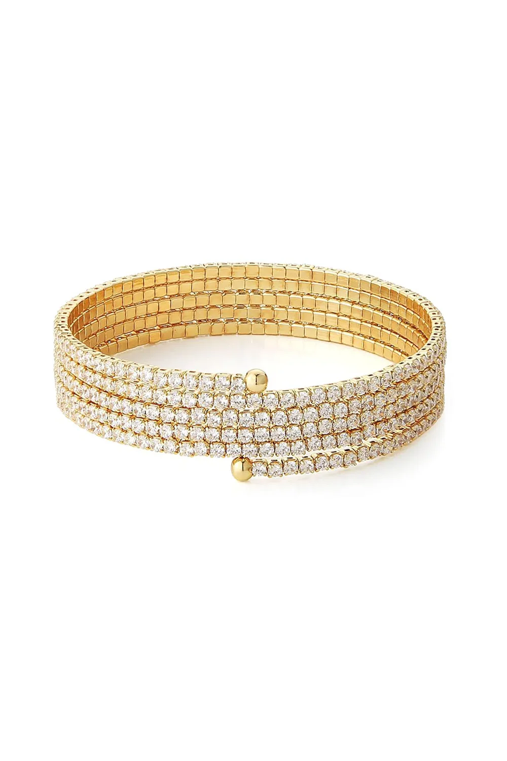 Gold Open Cuff MultiLayer Bracelets with Rhinestone