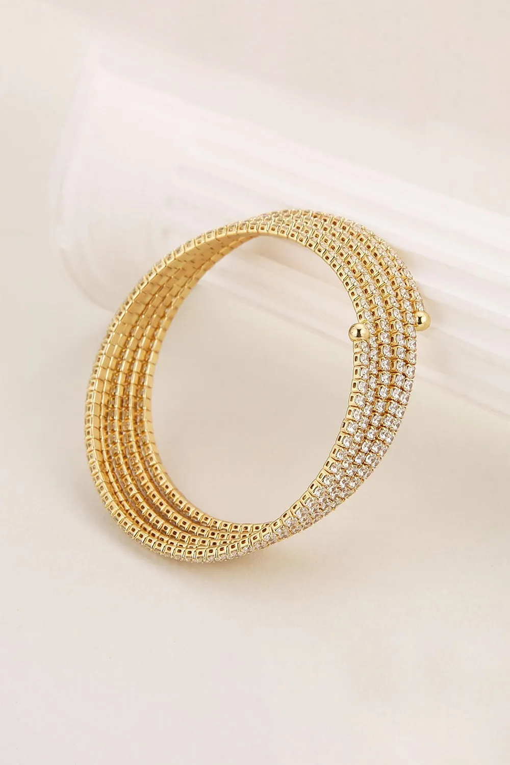 Gold Open Cuff MultiLayer Bracelets with Rhinestone