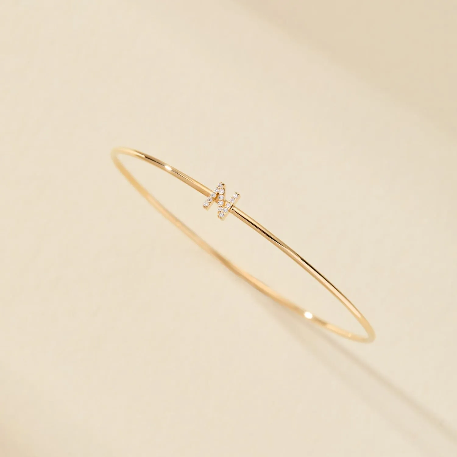 Gold Pavé Initial Bangle