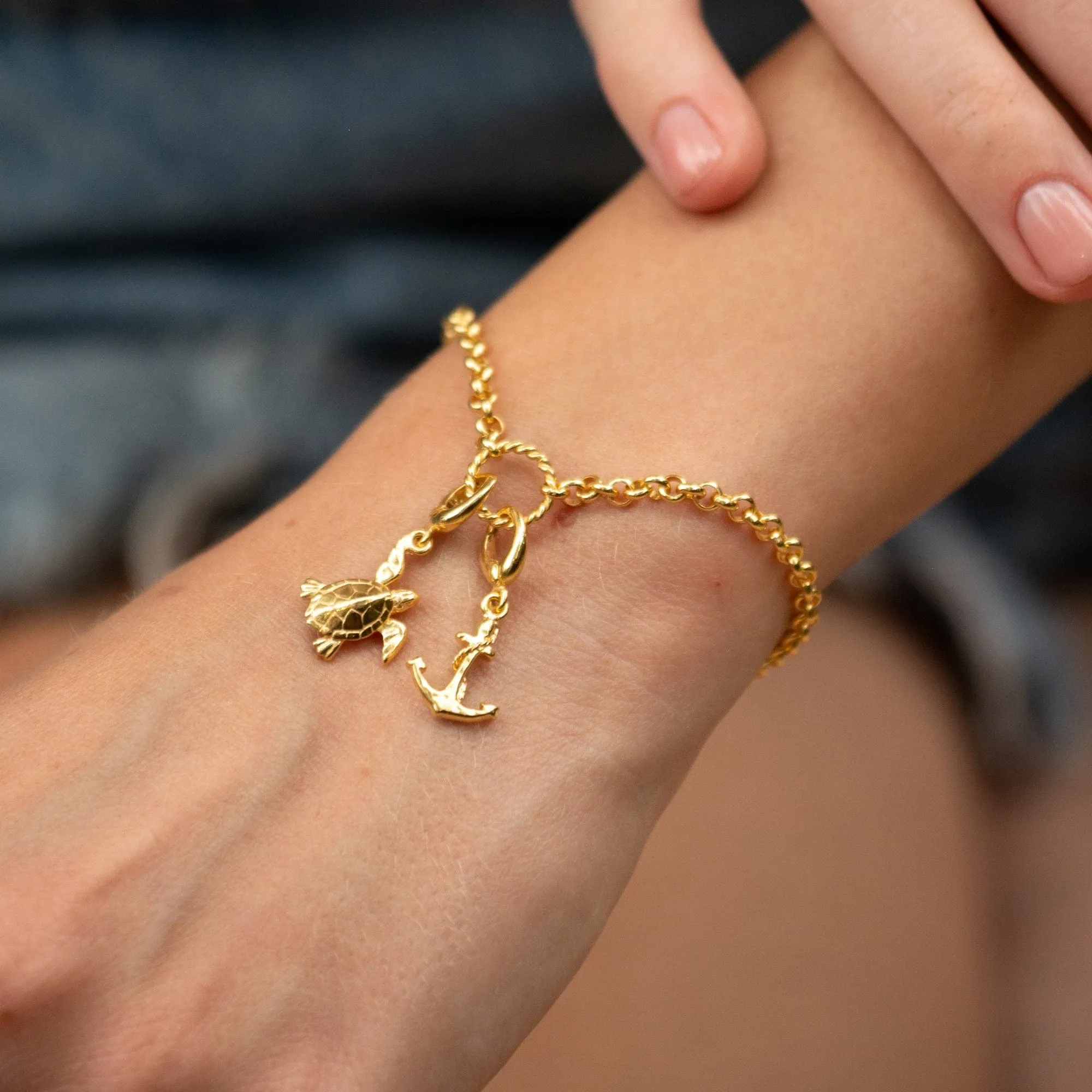 Gold Plated Eternity Twist Charm Bracelet