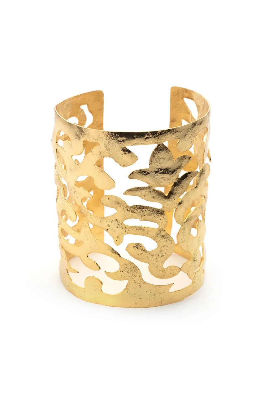 Gold Plated Scroll Cuff Bangle