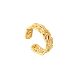 Gold Rope Wide Adjustable Ring