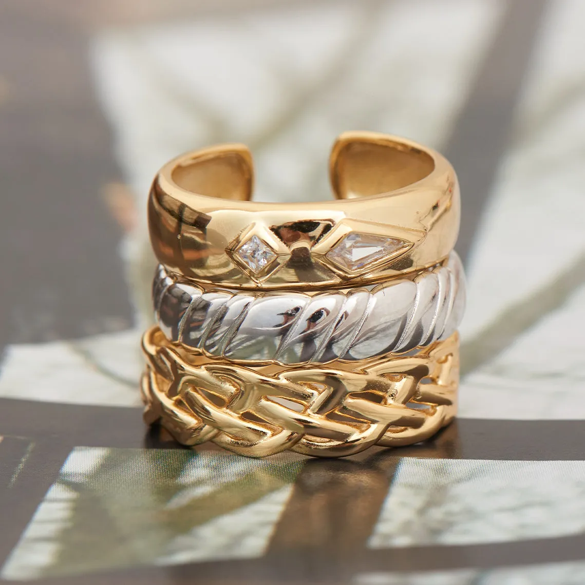 Gold Rope Wide Adjustable Ring