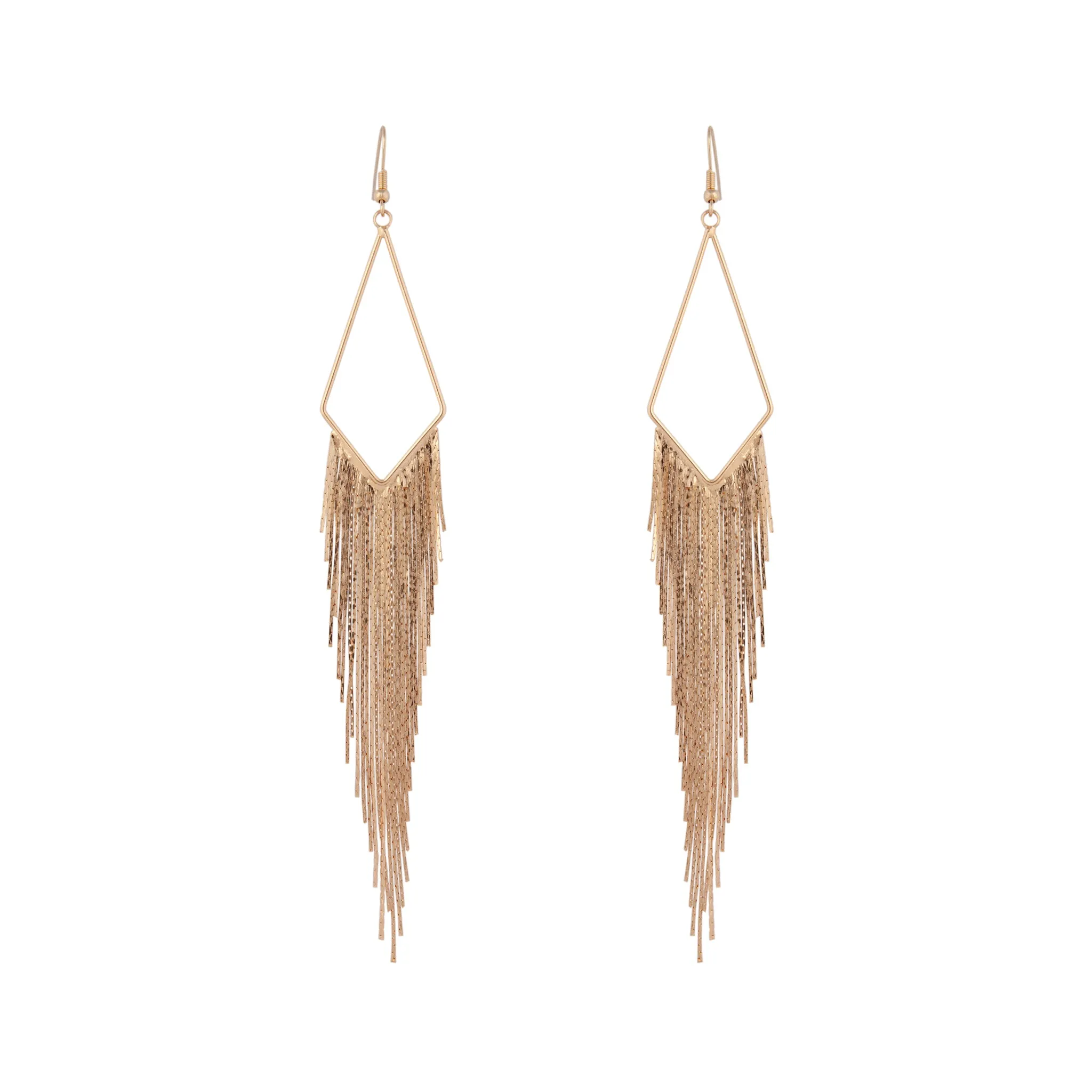 Gold Shiny Fringe Chain Earrings