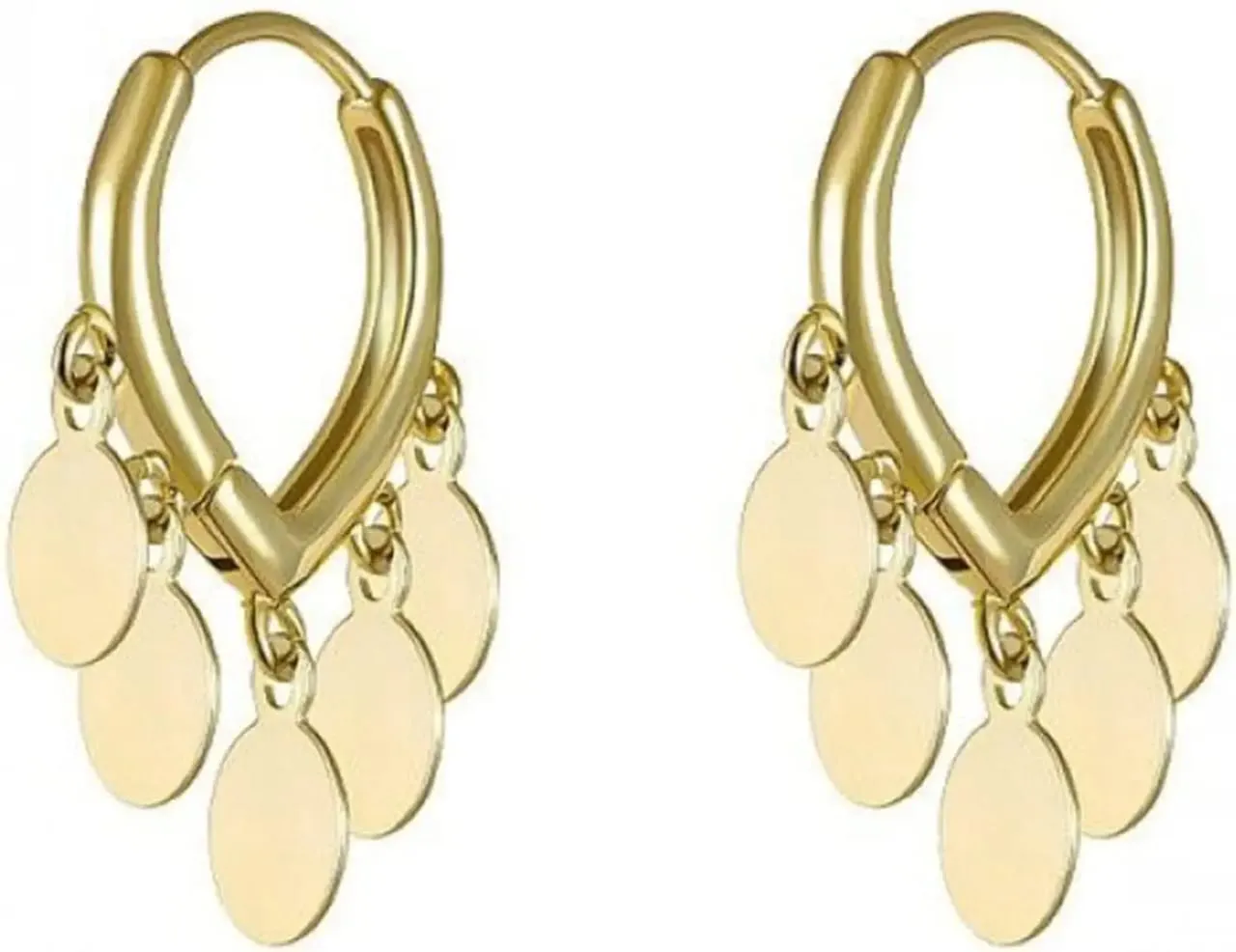 Gold Shiny Multi disc Bali Earring