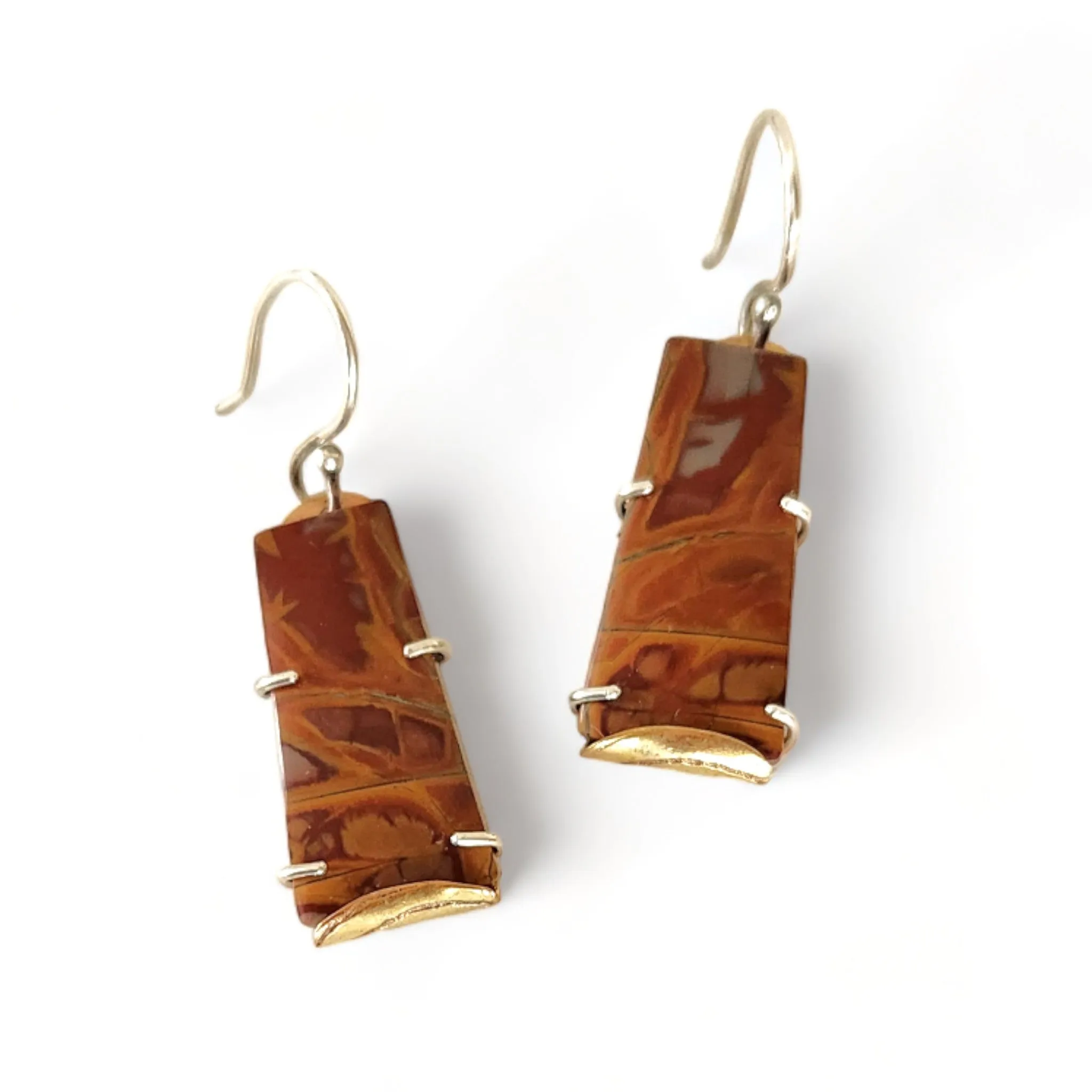 Gold-tip Silver-wrapped Gemstone Earrings