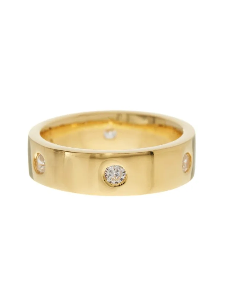 Gold-Tone Classic Station CZ Band Ring