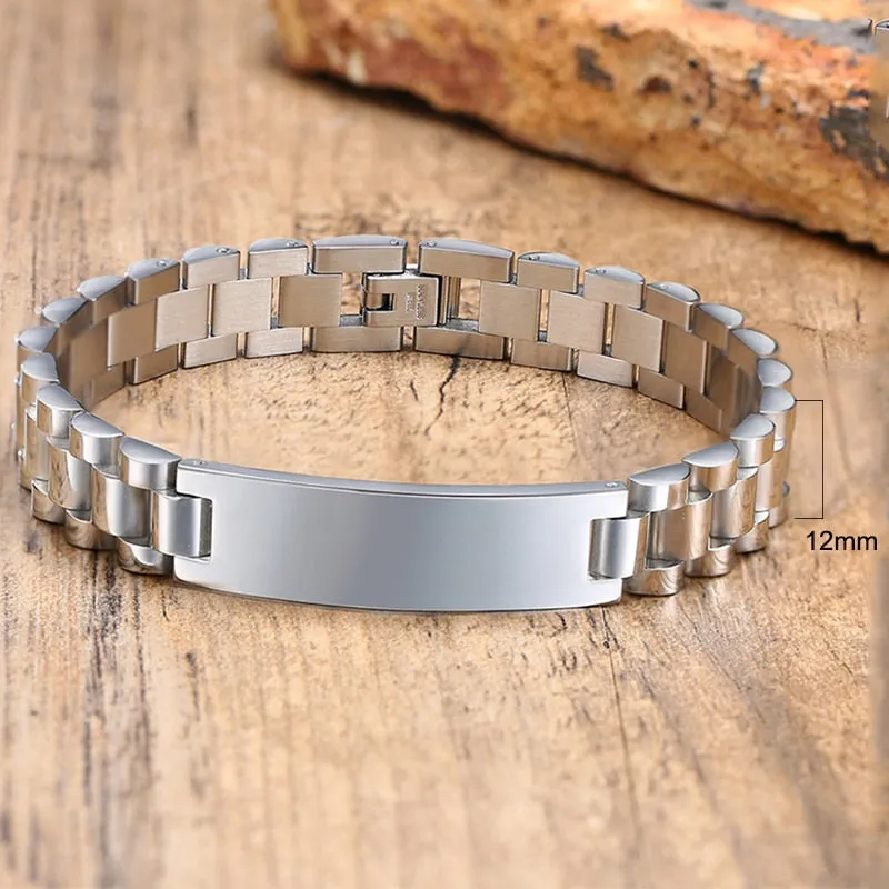 Gold Tone Stainless Steel Men's ID Bracelets Gift