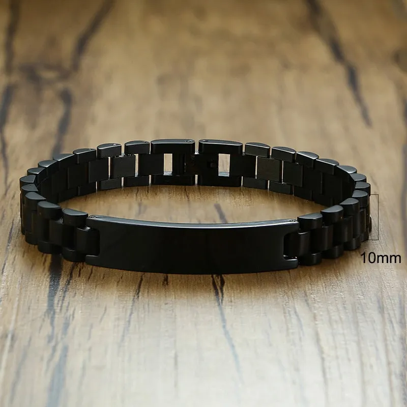 Gold Tone Stainless Steel Men's ID Bracelets Gift