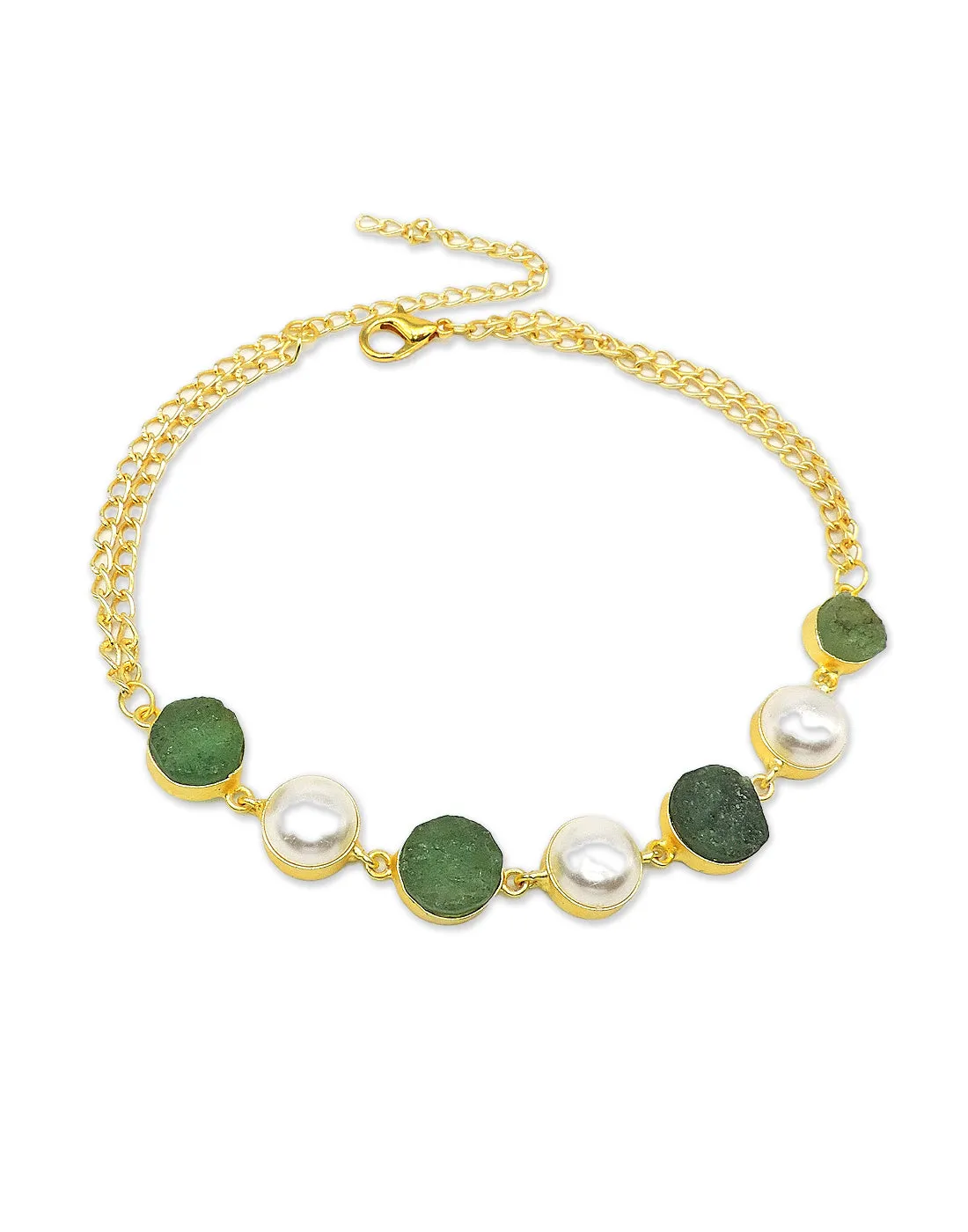 Green Fluorite & Pearl Necklace