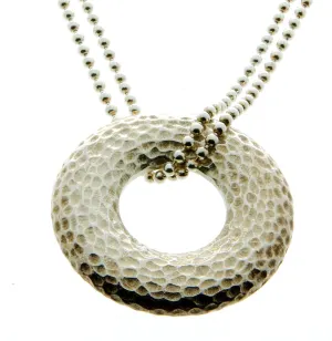 Hamilton & Inches Silver Hammered Donut Pendant