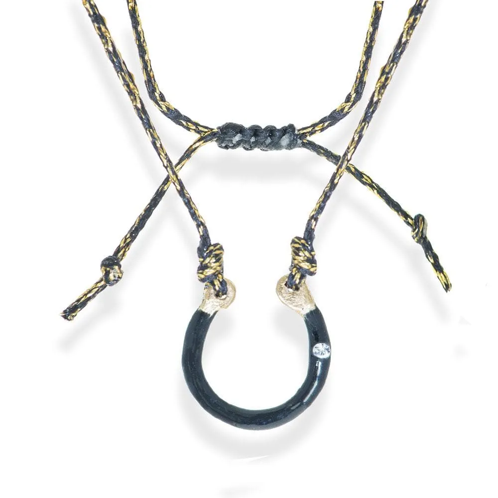 Handmade Horseshoe Pendant Necklace With Enamel & Zircon