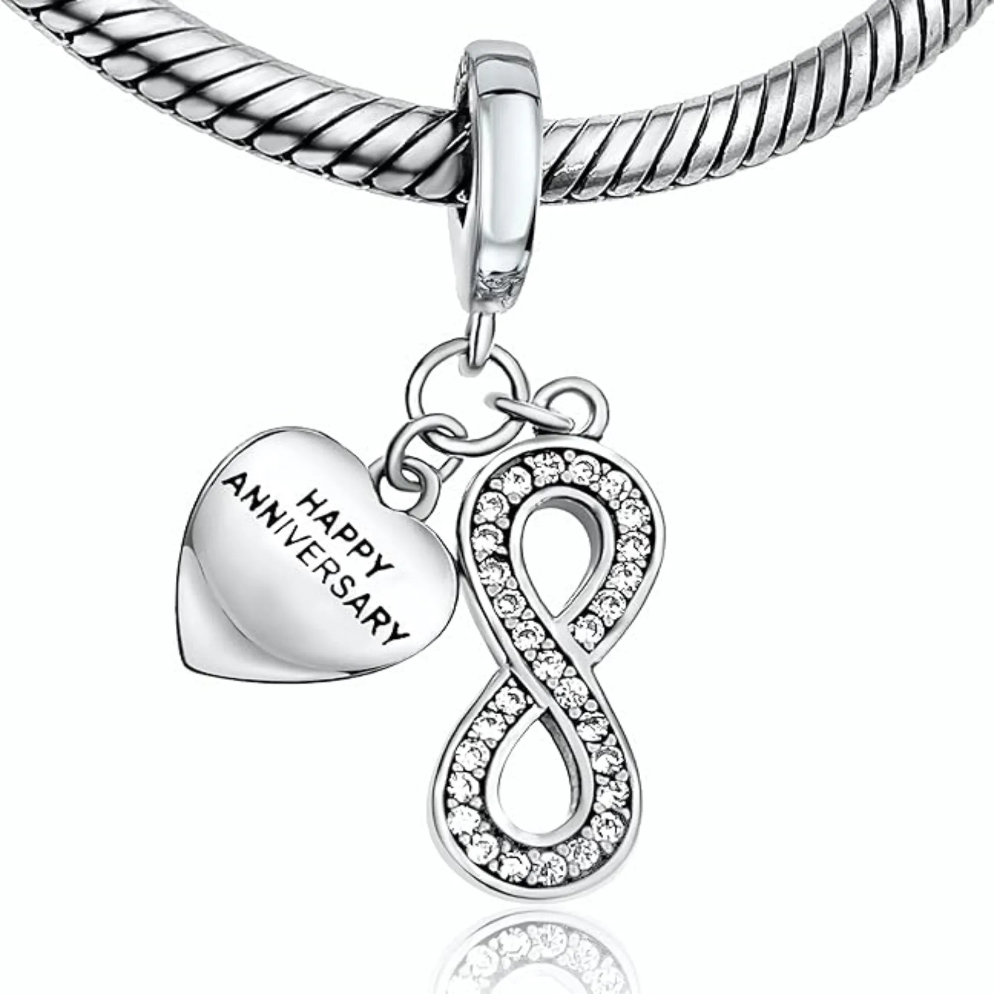 Happy Anniversary Infinity Forever Love Dangle Pendant Charm