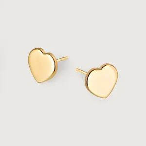 Heart of Gold Stud Earrings in 9K Yellow Gold