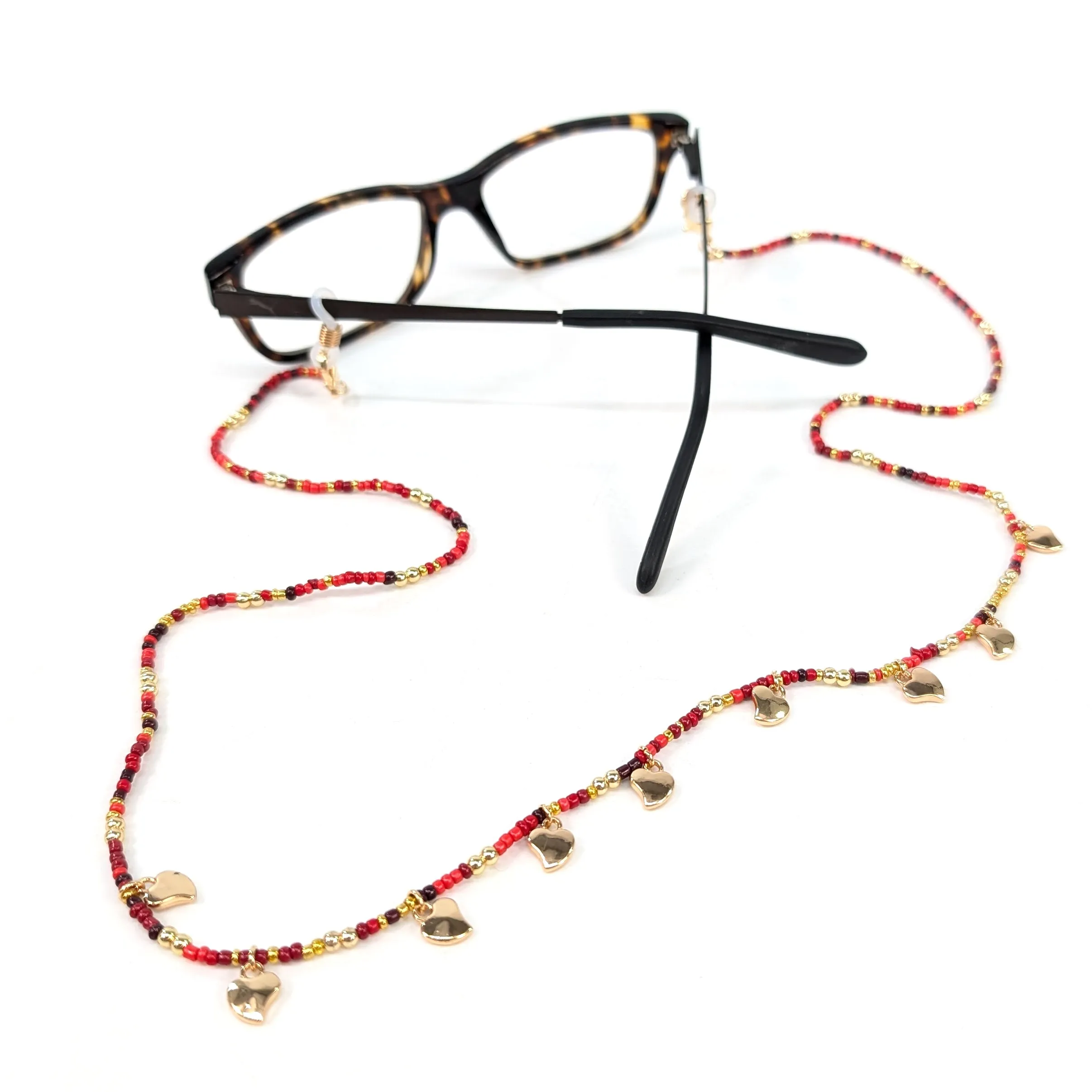 Hearts Neck Chain for Glasses - Red