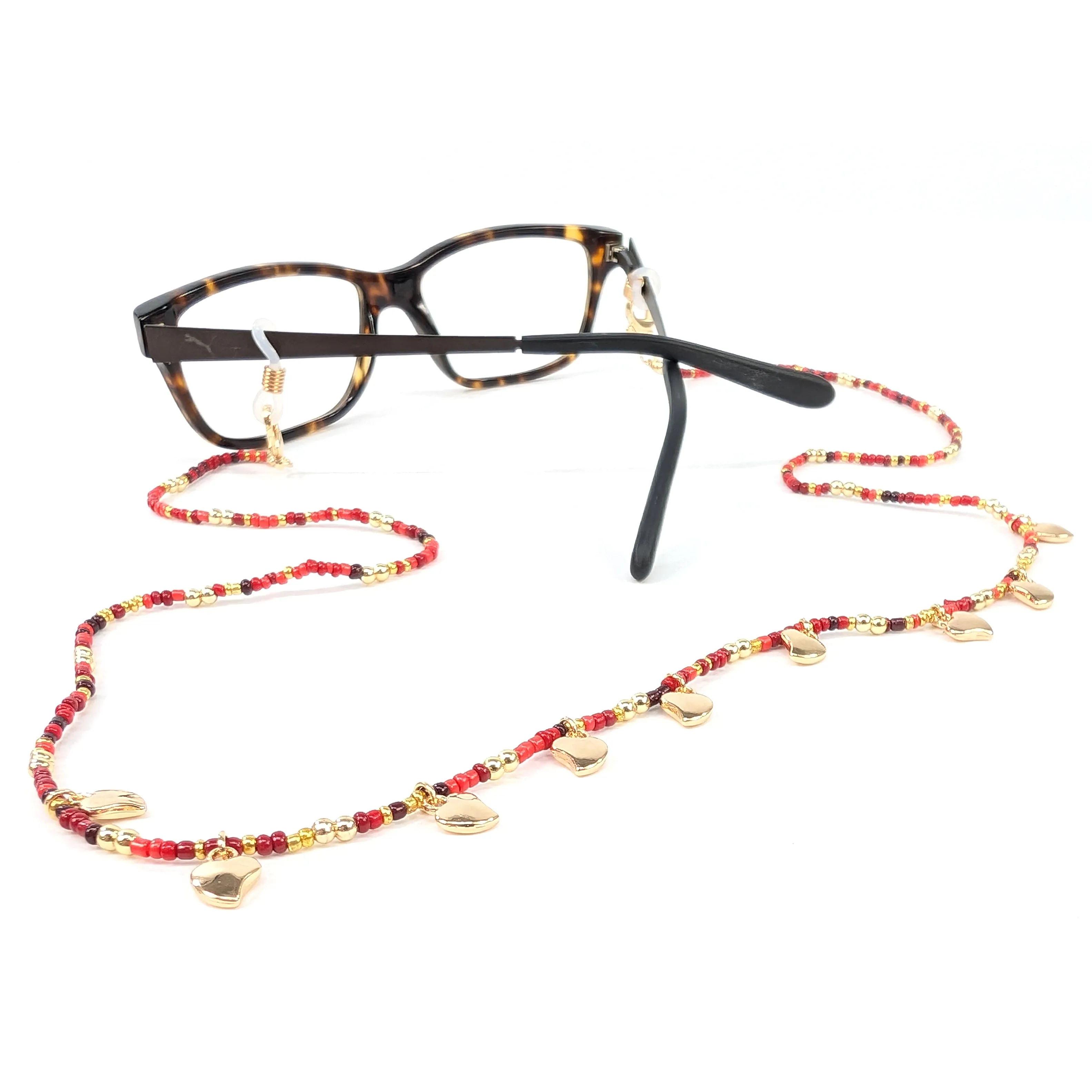 Hearts Neck Chain for Glasses - Red