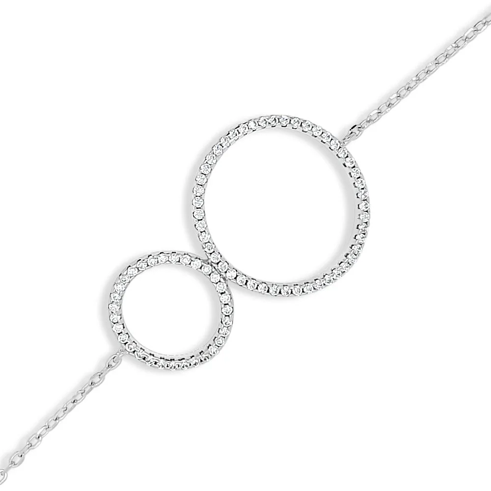 Josephine Two Crystal Circles Delicate Sterling Silver Bracelet