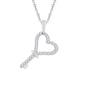 KATARINA Diamond "Key to My Heart" Pendant with Chain (1/8 cttw)